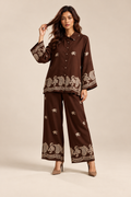 Embroidery Shirt Elastic Wide Leg pants — ATTICO