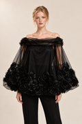 Off Shoulder Spliced 3D Flower Mesh — ATTICO