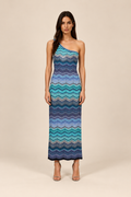 Elegant Off One Shoulder Striped Tunic knitting Dress — ATTICO