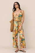 Conversational Button Down Sash Belt Jumpsuit — ATTICO