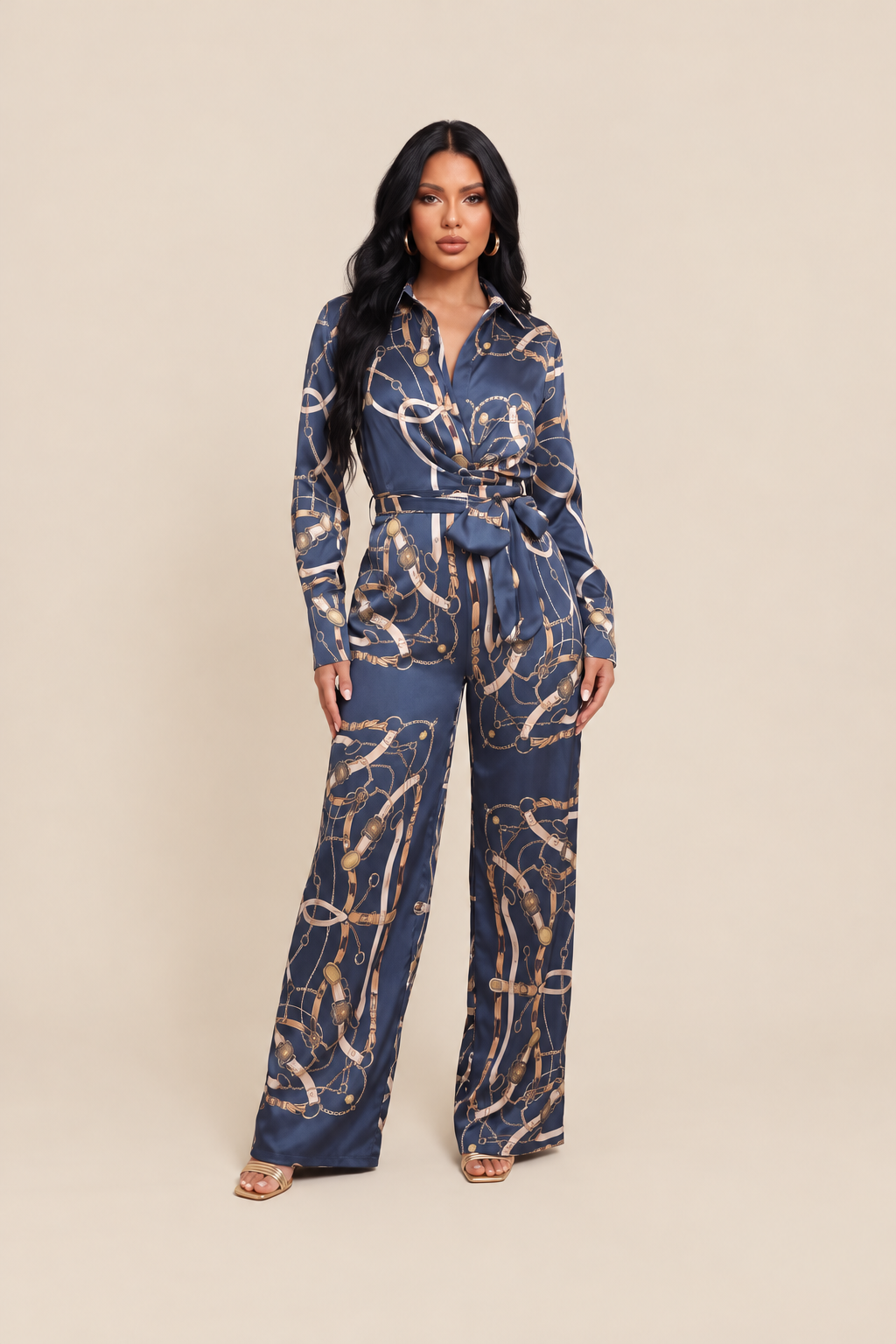 Baroque Print Satin Jumpsuit — ATTICO