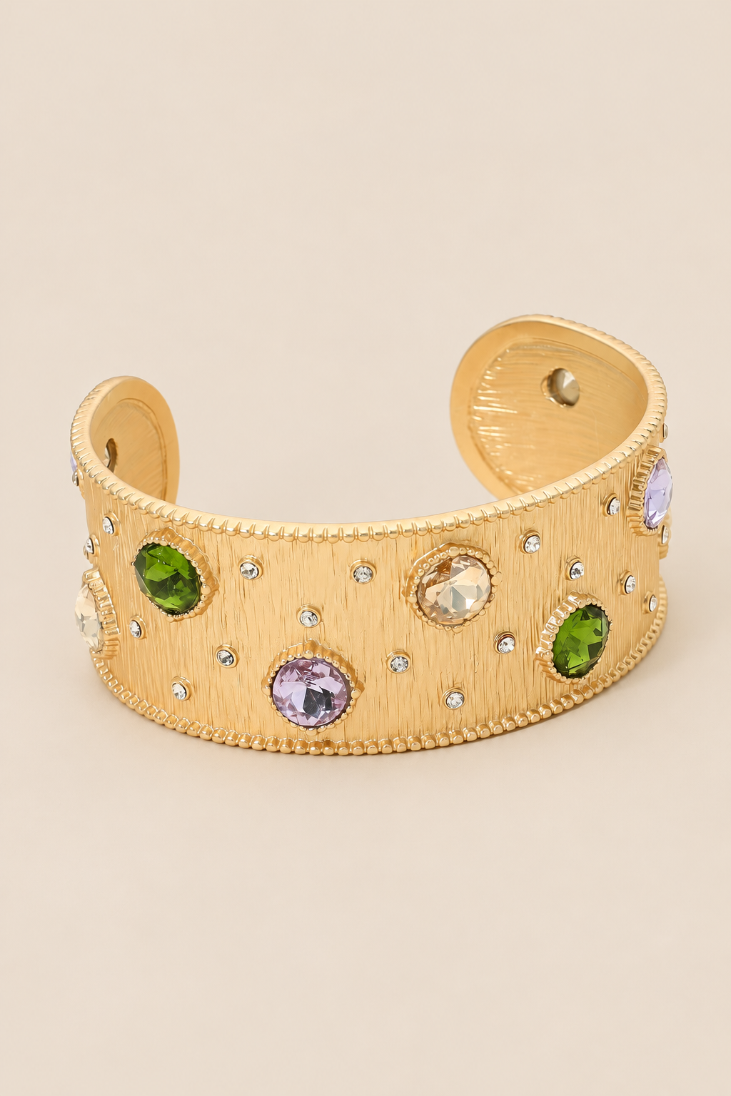 Stone Embellished Wide Cuff Bracelet — ATTICO