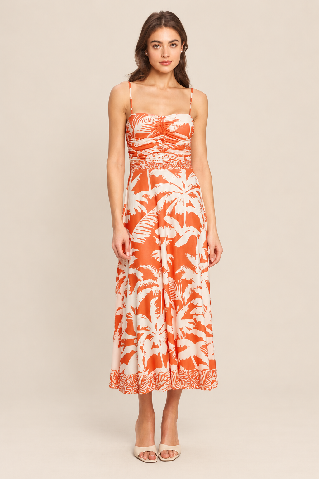 A Printed Power Mesh Midi Dress — ATTICO