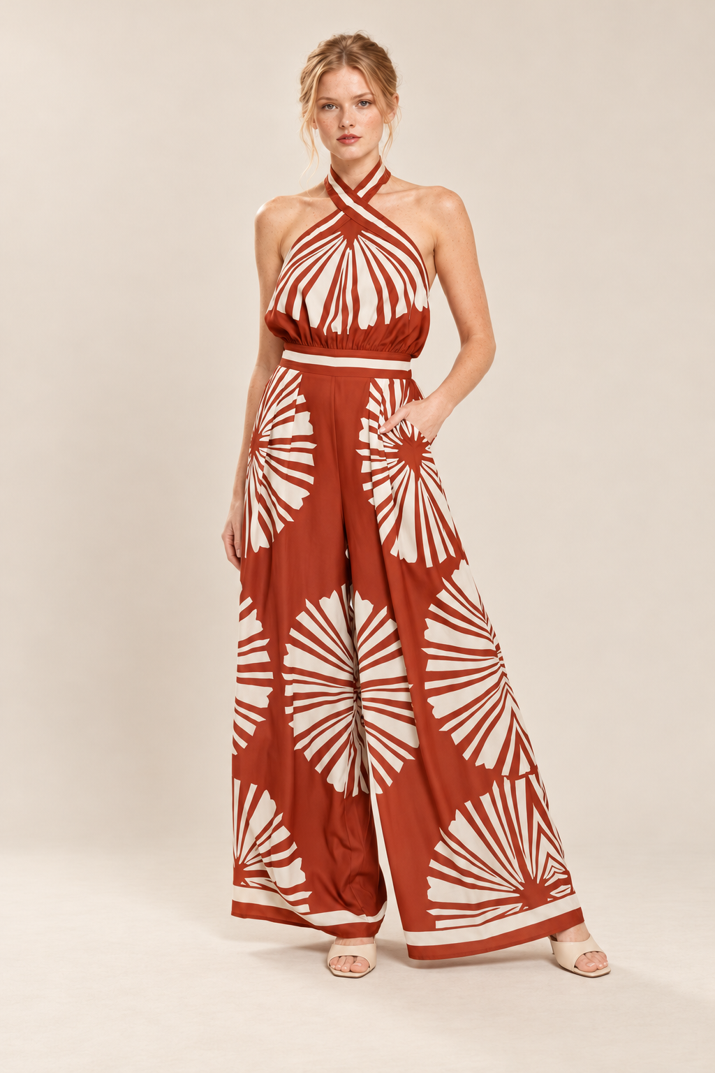 A Printed Woven Jumpsuit — ATTICO