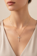 Gold Dipped CZ Cross Pendant Necklace — ATTICO