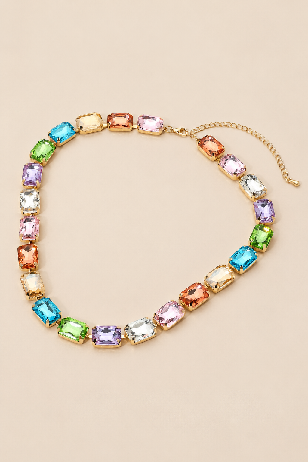 Rectangular Gem Cluster Link Evening Necklace — ATTICO