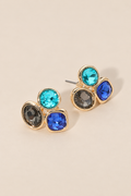 Triple Faceted Gem Cluster Stud Earrings — ATTICO