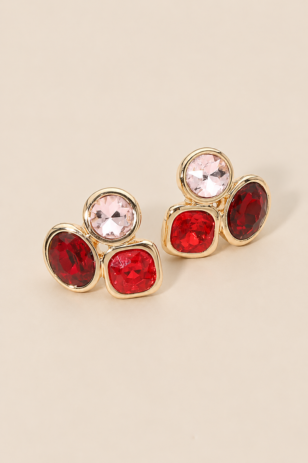 Triple Faceted Gem Cluster Stud Earrings — ATTICO