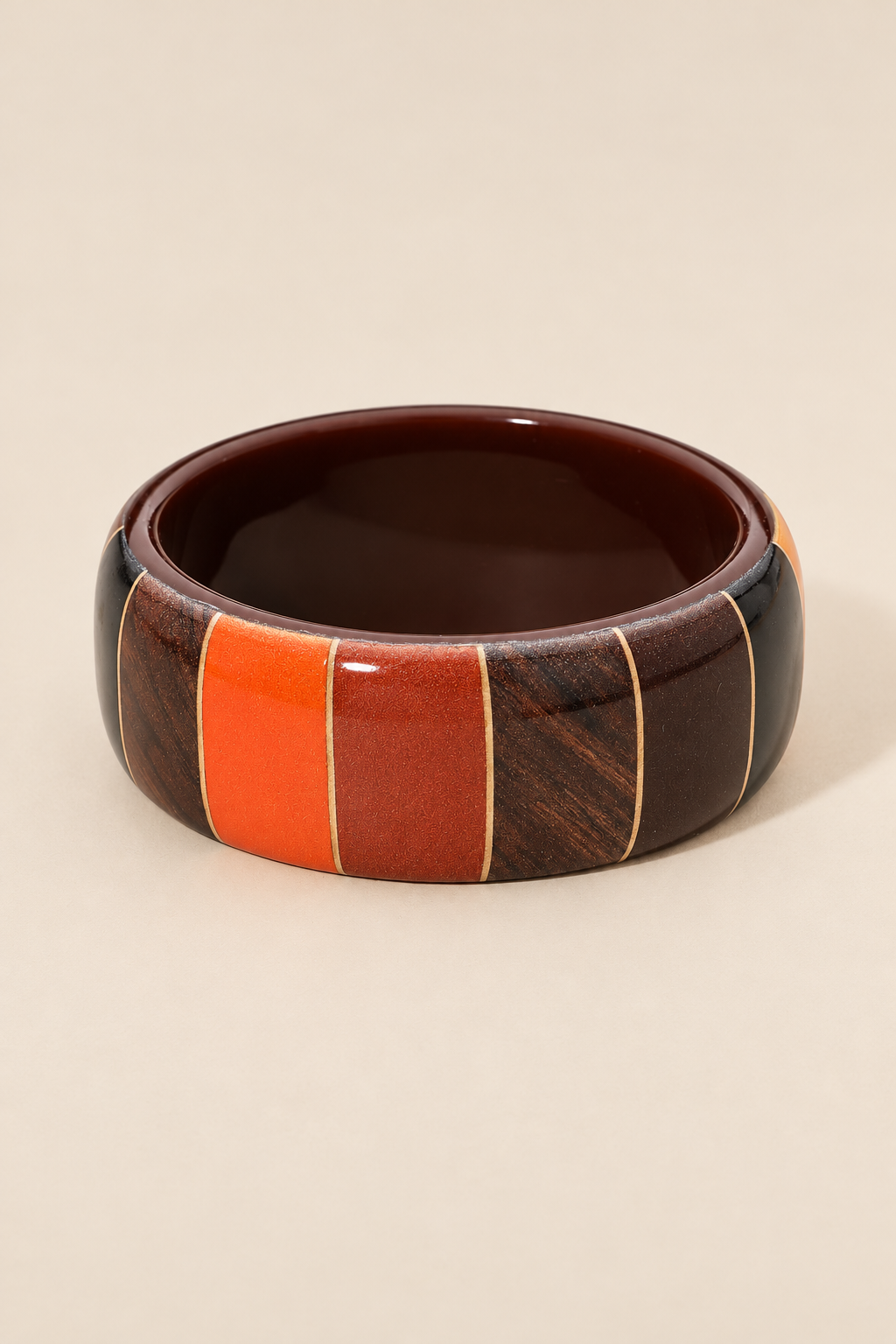 Bold Striped Panel Design Resin Bangle Bracelet — ATTICO