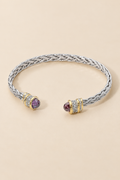14K Gold Plated Two Tone CZ Tip Braided Cuff Bracelet — ATTICO