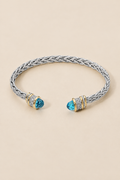 14K Gold Plated Two Tone CZ Tip Braided Cuff Bracelet — ATTICO
