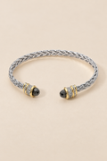 14K Gold Plated Two Tone CZ Tip Braided Cuff Bracelet — ATTICO