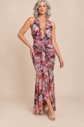 Vintage Floral Mesh Ruffle Dress - Merlot Multi — ATTICO editorial