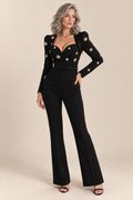 Pearl and Rhinestone Embellished Jumpsuit - Black — ATTICO editorial