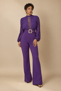 Crochet Top Woven Jumpsuit - Ultra Violet — ATTICO editorial