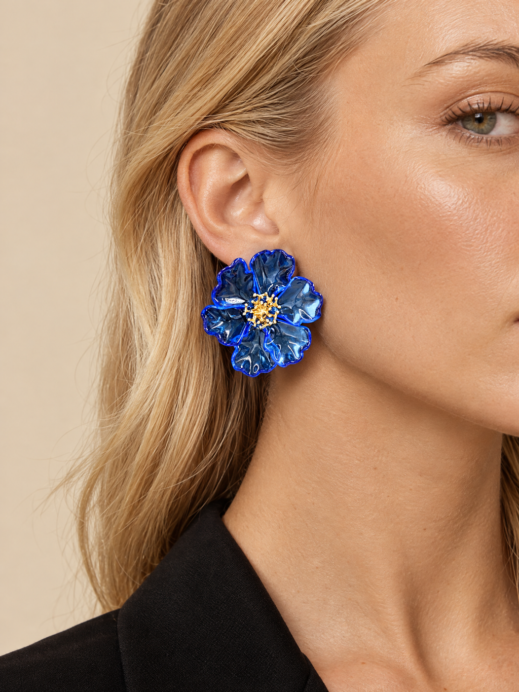 ATTICO blue floral earrings editorial