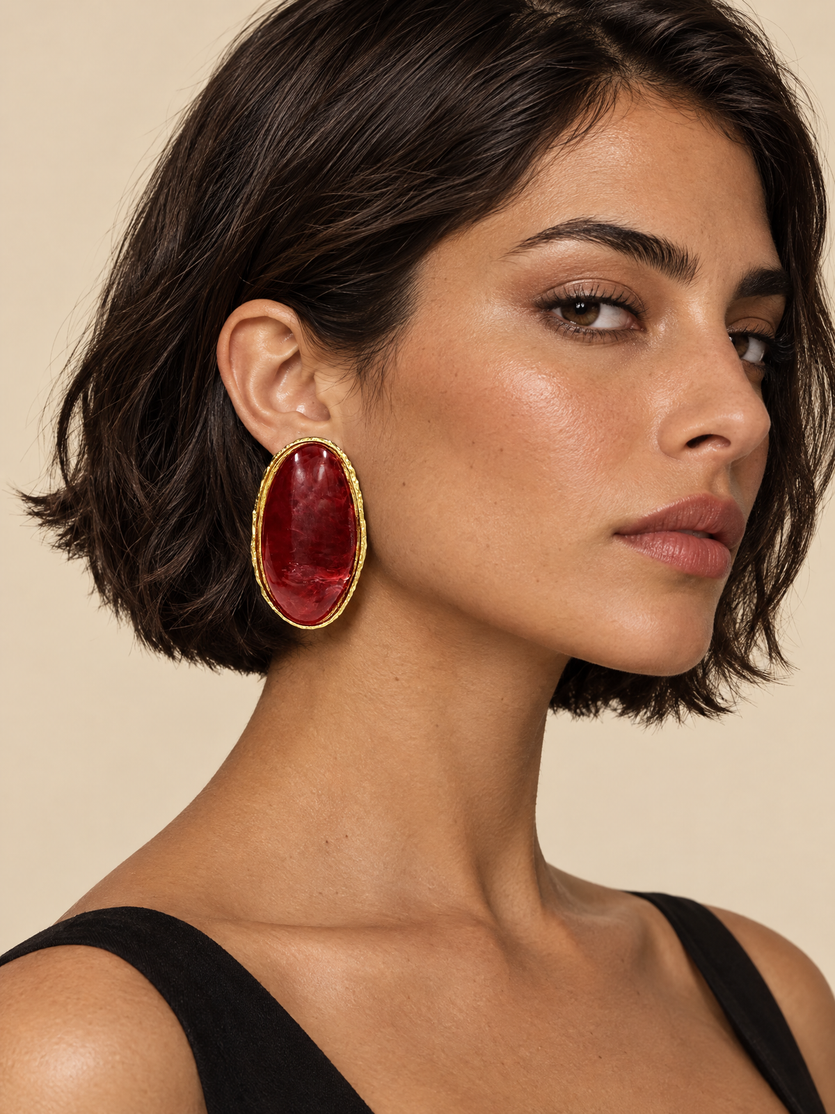 ATTICO burgundy-gold-sculpted-frame-earrings editorial main