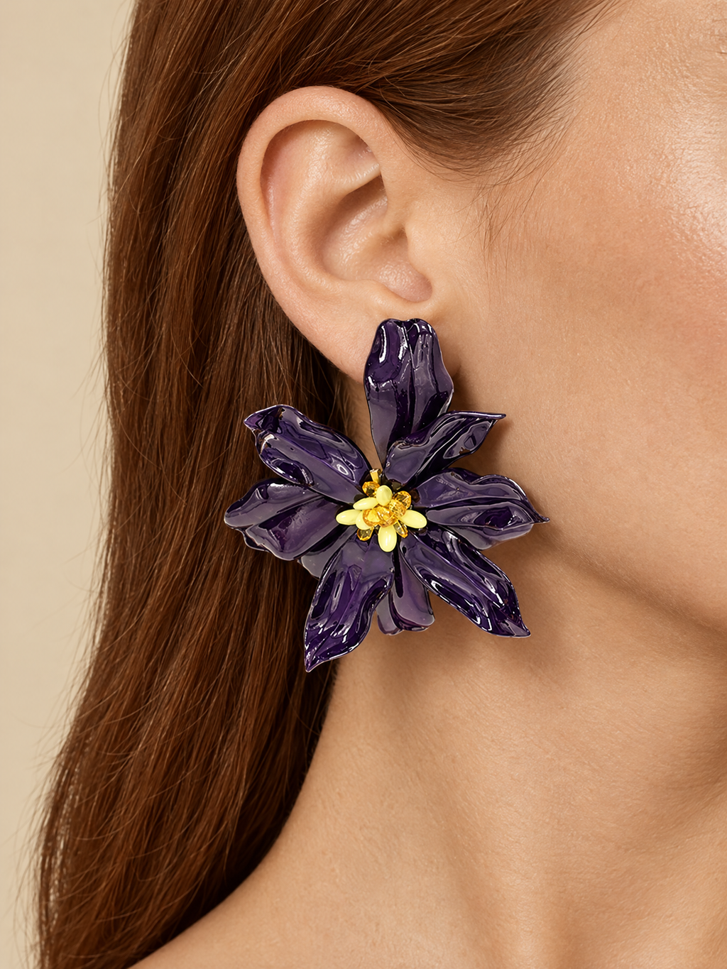 ATTICO Dark Purple Bloom Earrings detail