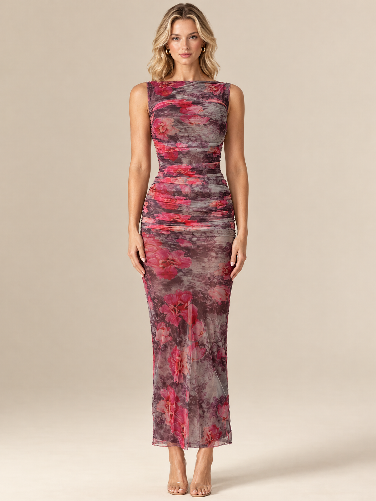 ATTICO ingrid-hibiscus-mesh-maxi luxury editorial portrait
