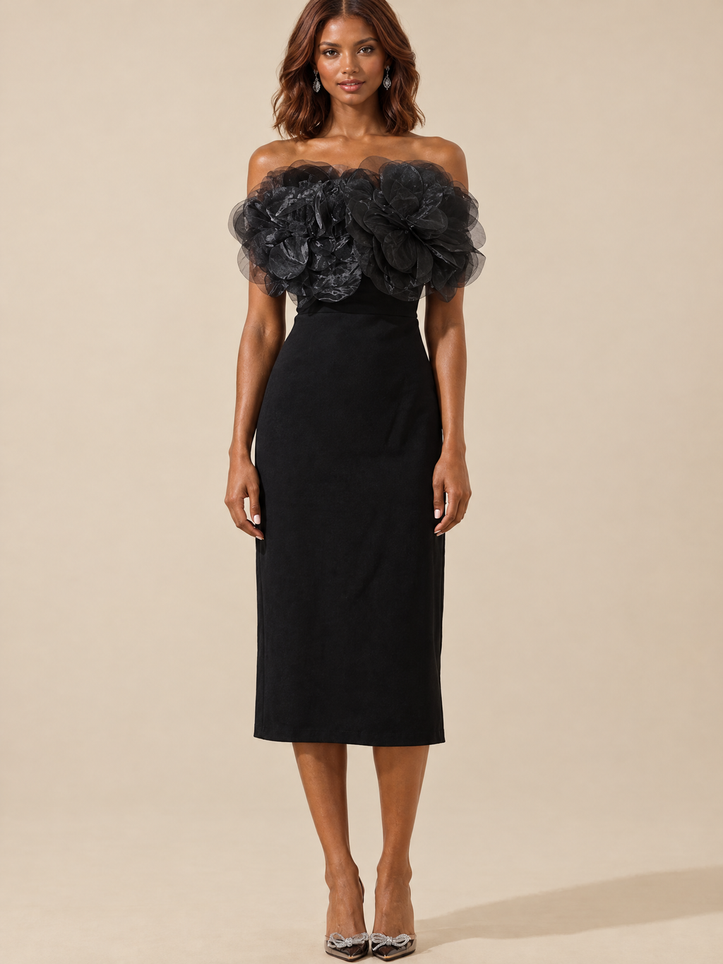 ATTICO kailany-black-organza-flower editorial model hero