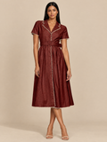 ATTICO dresses pearl-trim-oxblood main image on model