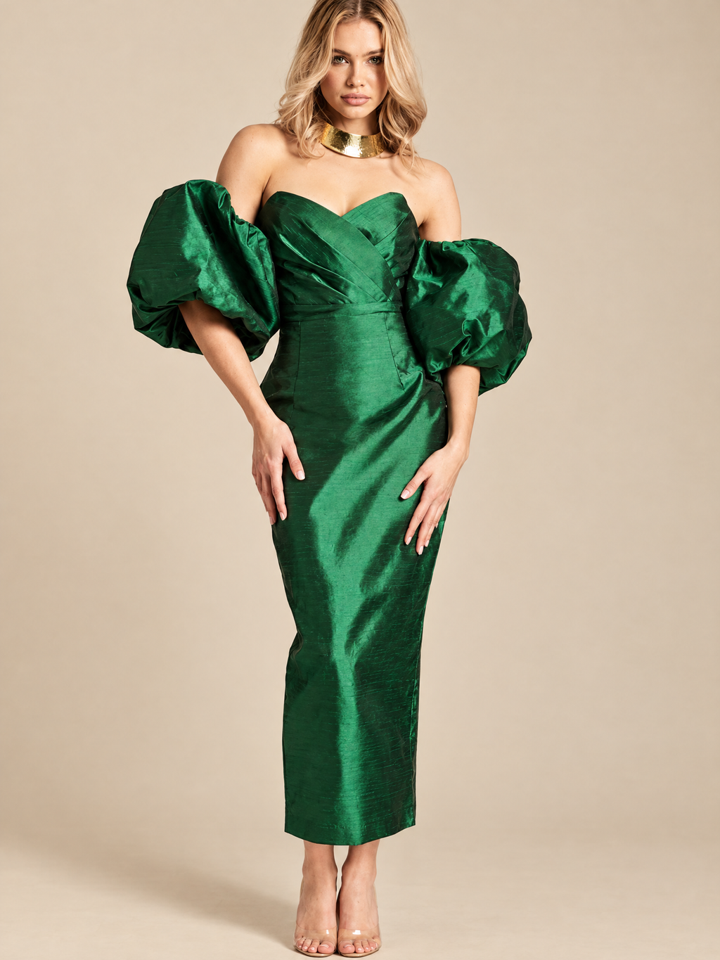 ATTICO emerald-tiffany-dupioni-dress main portrait