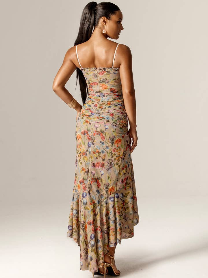 Candice Ruffled Mesh Maxi Dress - Garden Muse