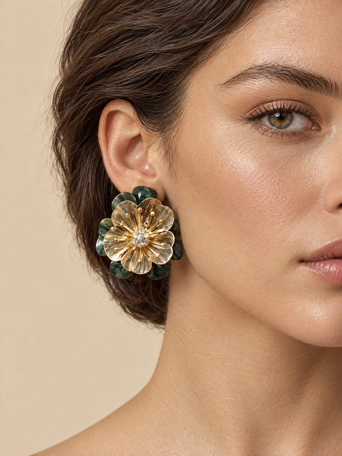 ATTICO green-layered-blossom-earrings detail