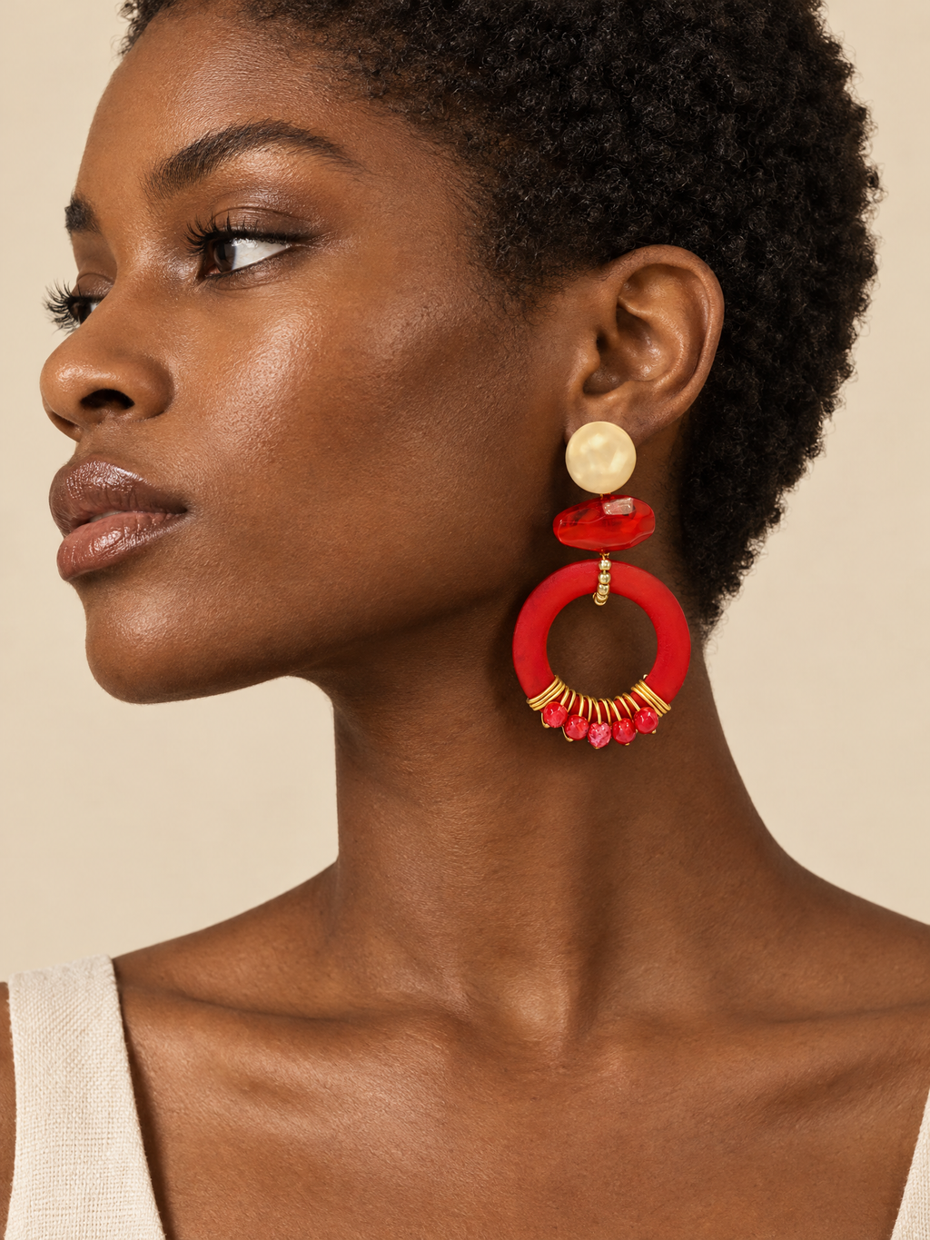 ATTICO red-geometric-beaded-earrings main portrait