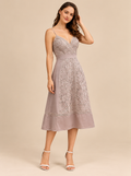 ATTICO Romantic Lace Panel Midi Dress Light Gray beige editorial