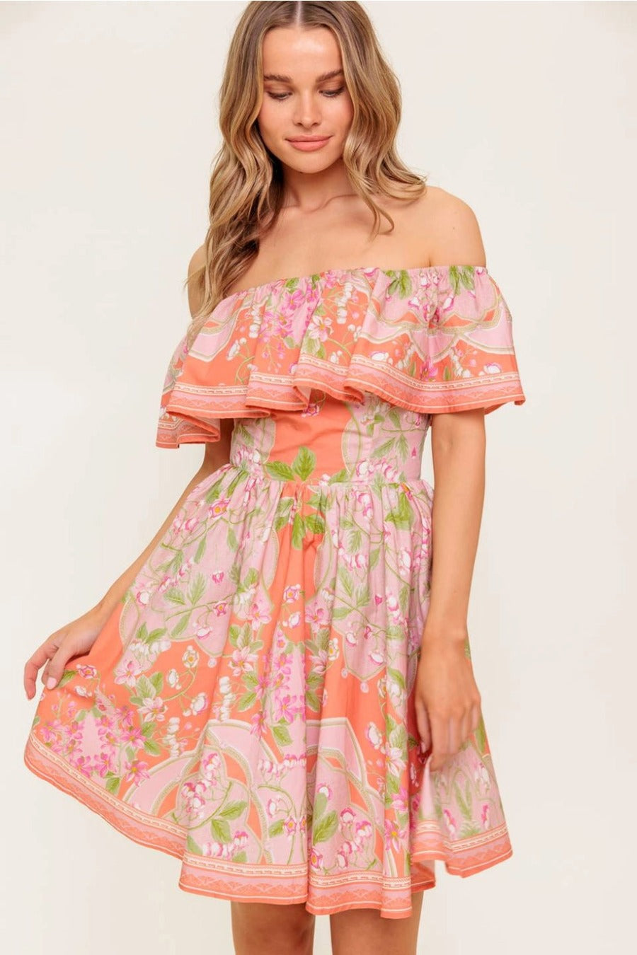 A Printed Woven Mini Dress