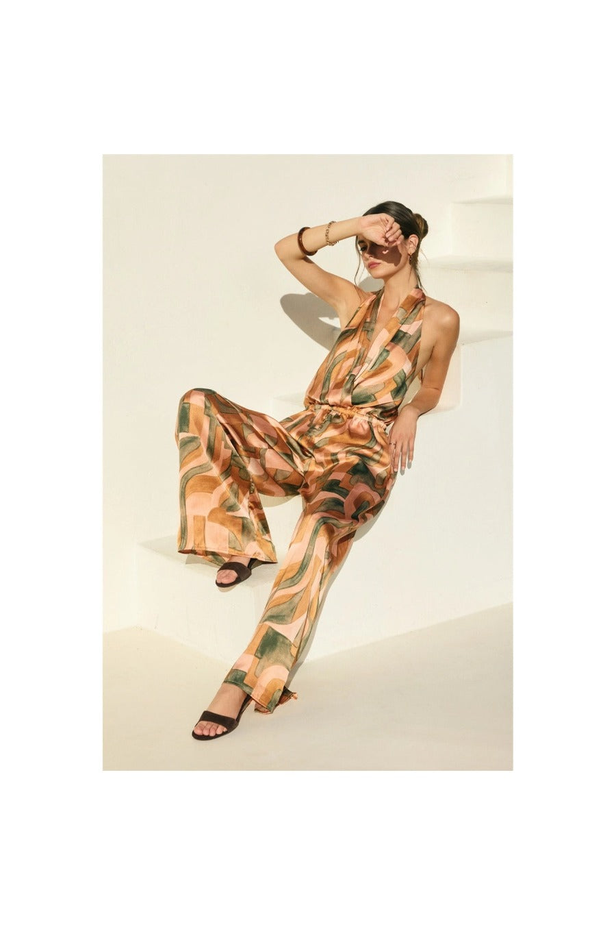 Abstract Halter Neck Jumpsuit