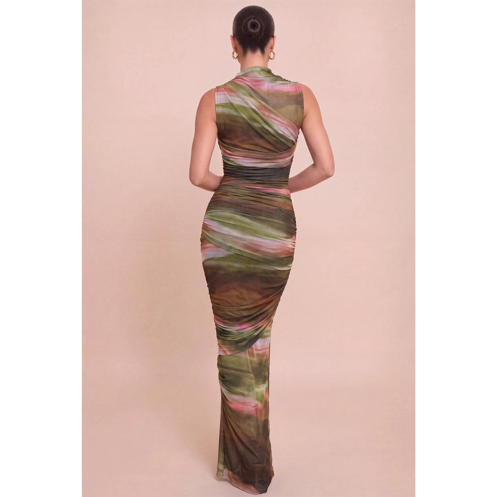 Mesh Ruched Dress - Multi