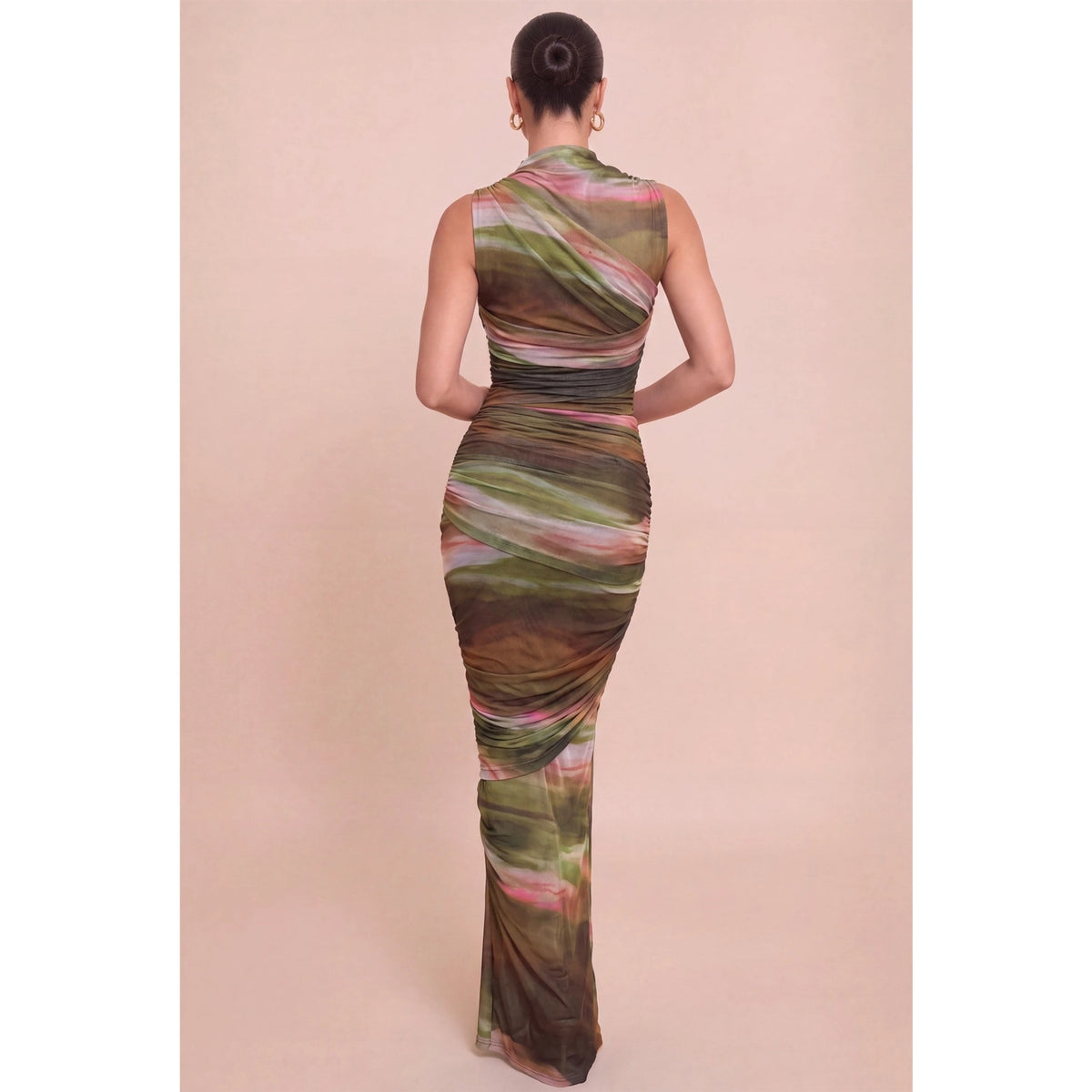 Mesh Ruched Dress - Multi