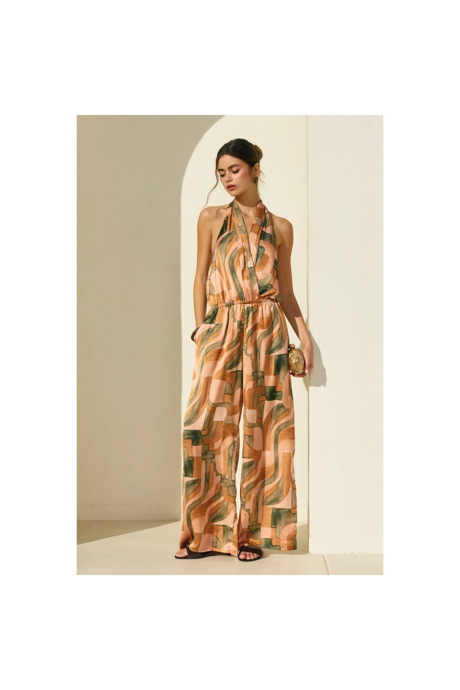 Abstract Halter Neck Jumpsuit