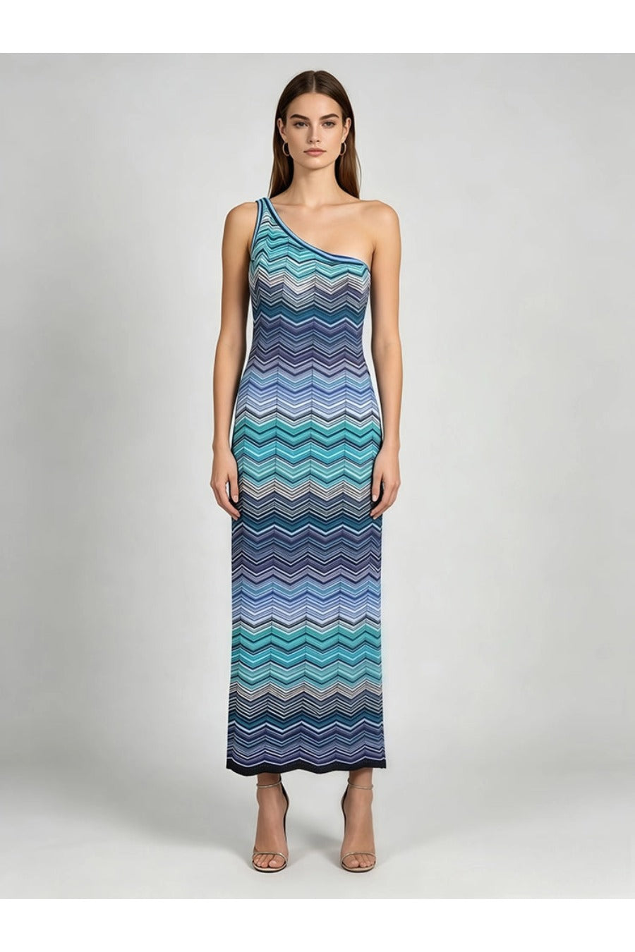 Elegant Off One Shoulder Striped Tunic Knit Dress