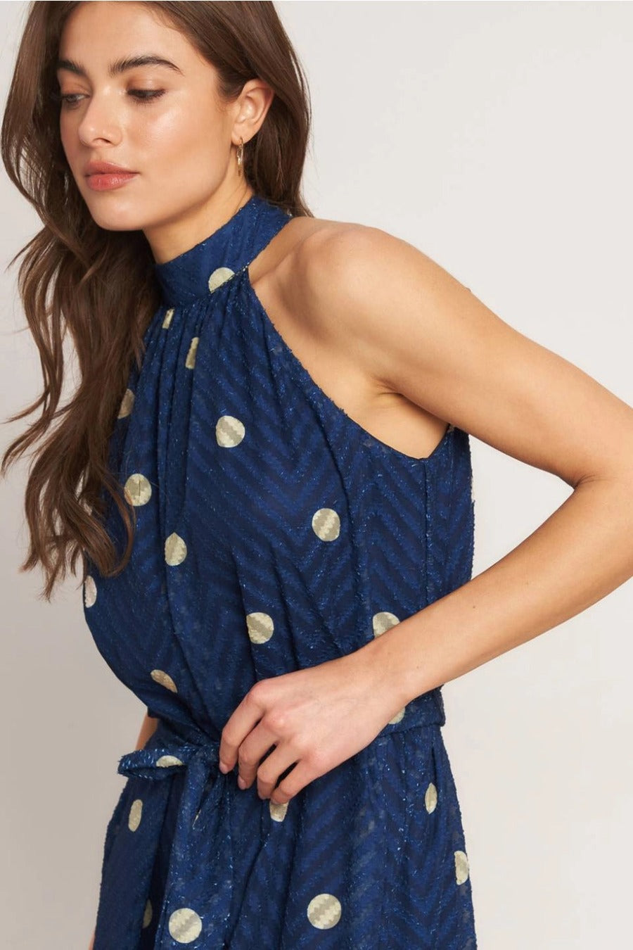 A Printed Textured Woven Jumpsuit