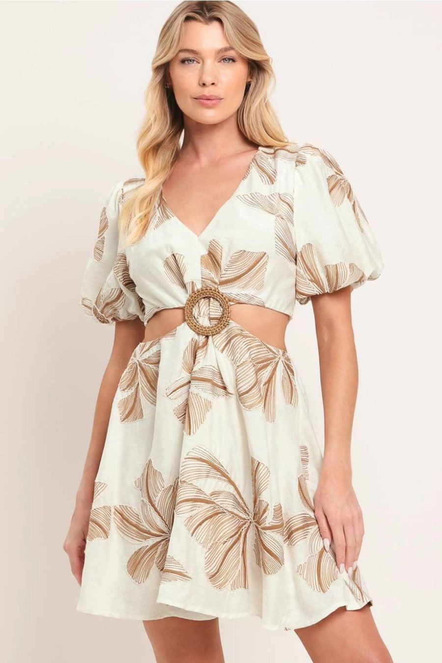 An Embroidered Woven Mini Dress