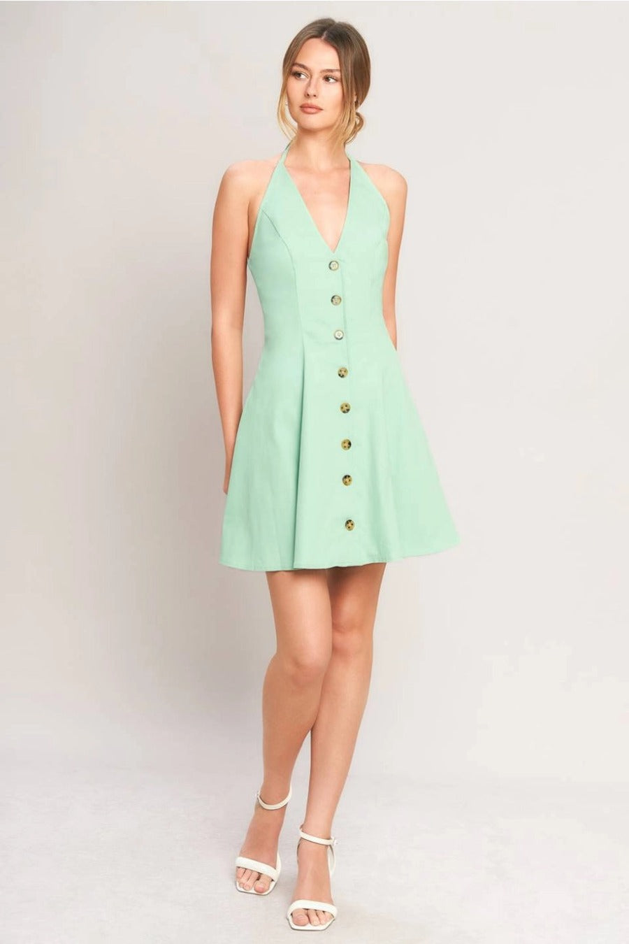 A Solid Woven Mini Dress