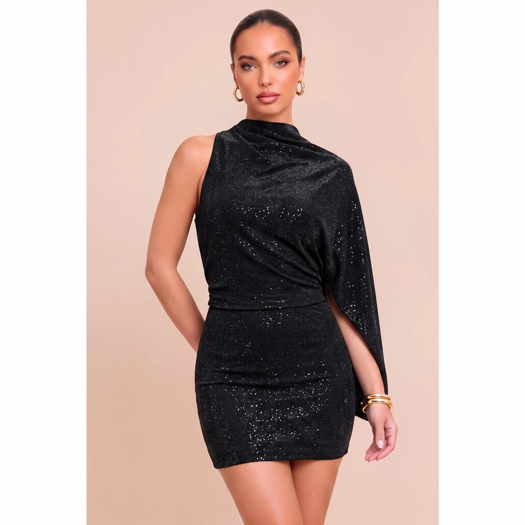 Studded Mini Drape Dress