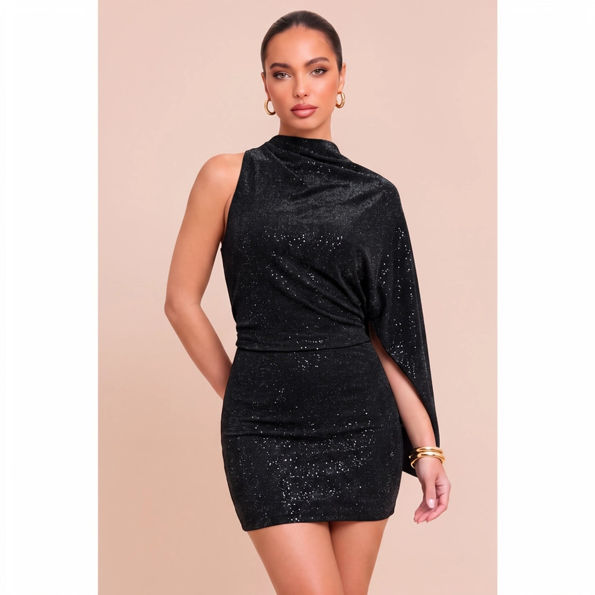 Studded Mini Drape Dress