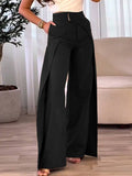Asymmetric draped wide leg pants - Black