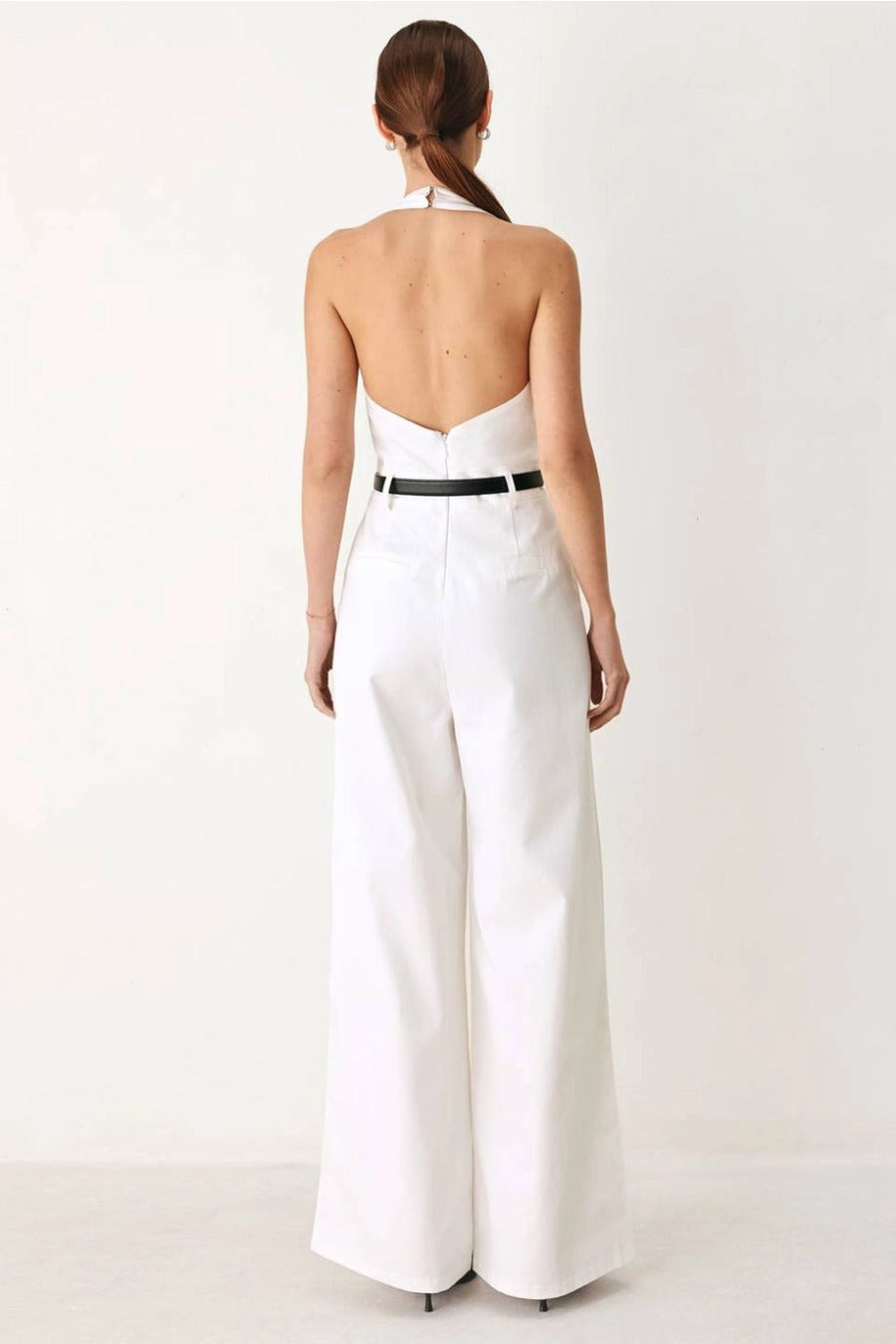 A Solid Woven White Jumpsuit