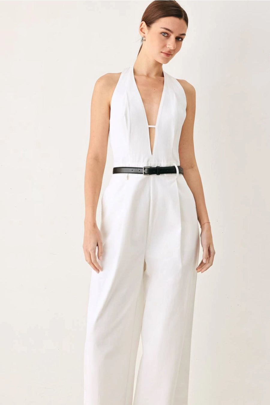 A Solid Woven White Jumpsuit