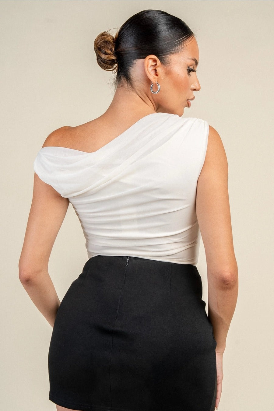 Asymmetrical Neckline Bodysuit