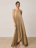 Strapless pleated shimmer maxi dress - Golden Sand - View 1