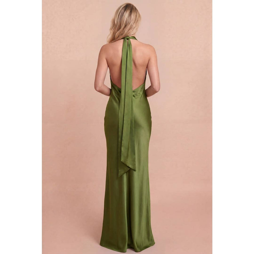 Luxxel satin halter maxi dress alternate gallery photo