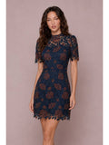 B. Right Apparel Navy Floral Lace Mini Dress - Photo 1