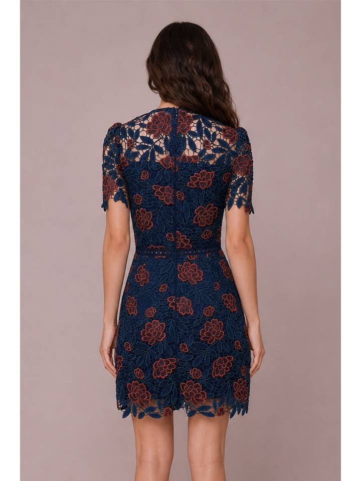 B. Right Apparel Navy Floral Lace Mini Dress - Photo 2