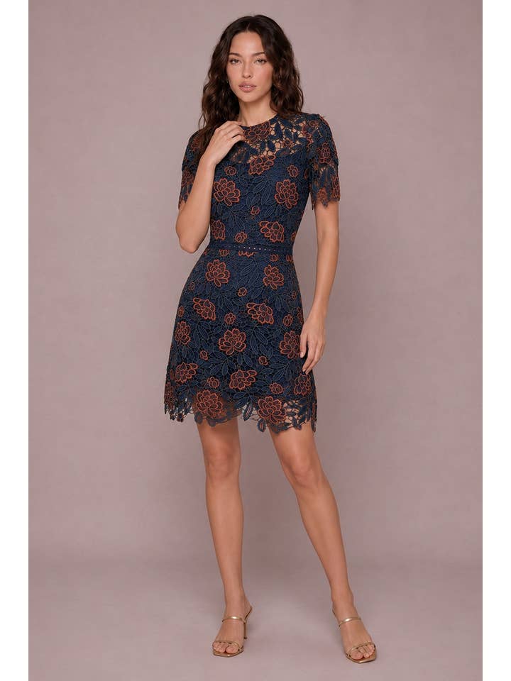 B. Right Apparel Navy Floral Lace Mini Dress - Photo 4